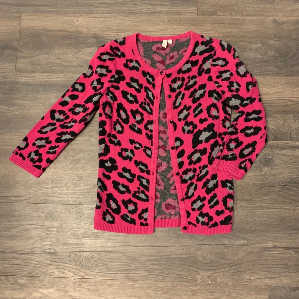 Pink Leopard Print Cardigan